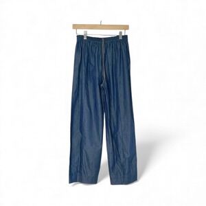 PAUL SISTI Women's Blue Chambray Wide Leg Cropped Pants Size M
